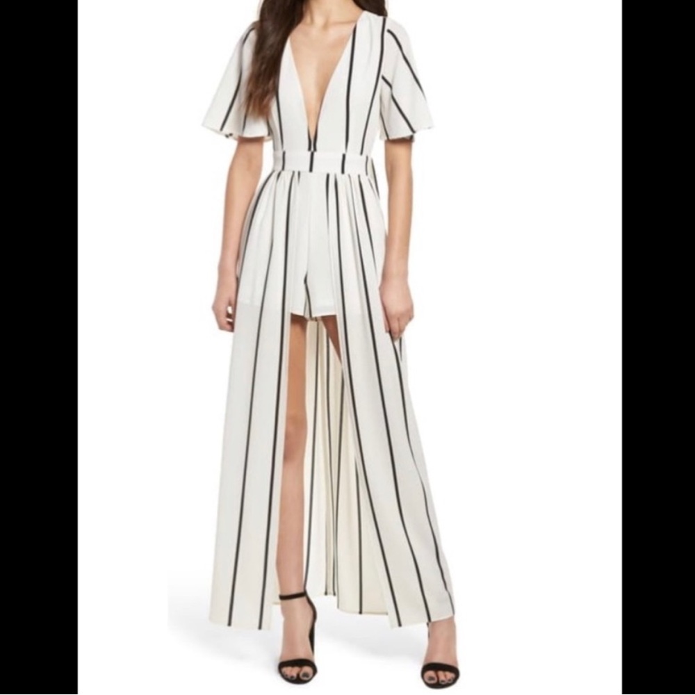 Socialite striped maxi romper